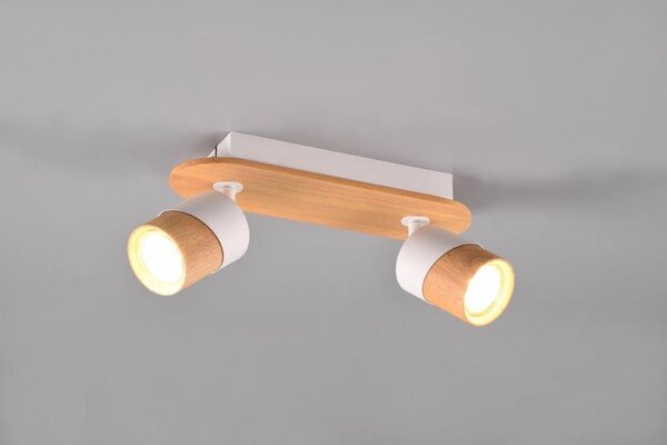 TRIO 801100231 ARUNI stropné bodové svietidlo/spot 2xGU10 biela, svetlé drevo
