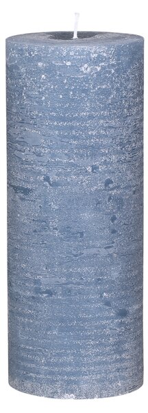Rustikálna stĺpová sviečka v modrej farbe 25x10 cm Chic Antique 34221
