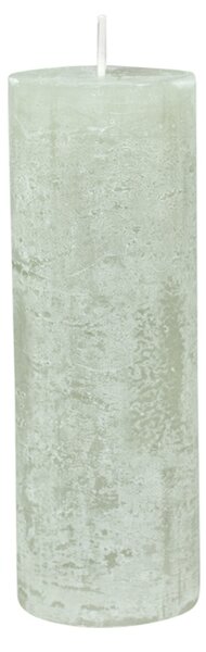 Rustikálna stĺpová sviečka v zelenkavej farbe 20x7 cm Chic Antique 33771