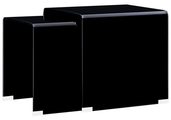 Zasúvacie konferenčné stolíky 2 ks čierne 42x42x41,5 cm tvrdené sklo