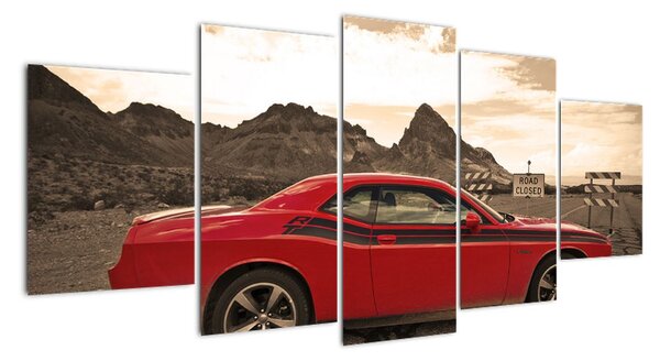Červené auto - obraz (Obraz 150x70cm)