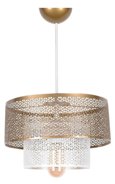 Závesné svietidlo v bielo-zlatej farbe s kovovým tienidlom ø 26,5 cm – Opviq lights