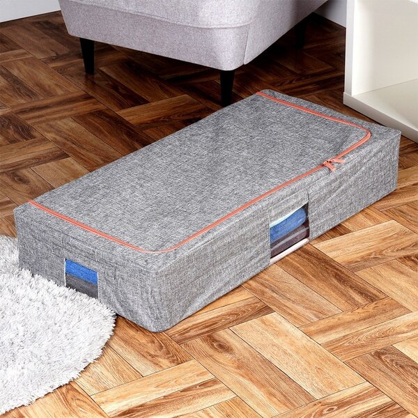 VILDE Látkový pevný box na uskladnenie textilu, sivý PILLOW 95 x 45 x 16 cm (68l)