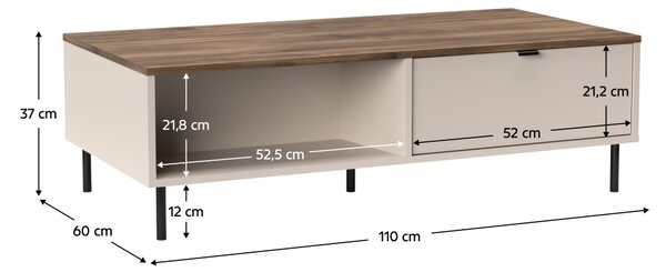 KONDELA Konferenčný stolík, kašmír/dub castello, EYCO 2S/110
