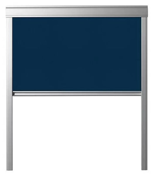 German Zatemňovacia roleta DUA pre strešné okno / 114 x 118 cm / pogumovaná polyesterová tkanina / hliník / tmavomodrá