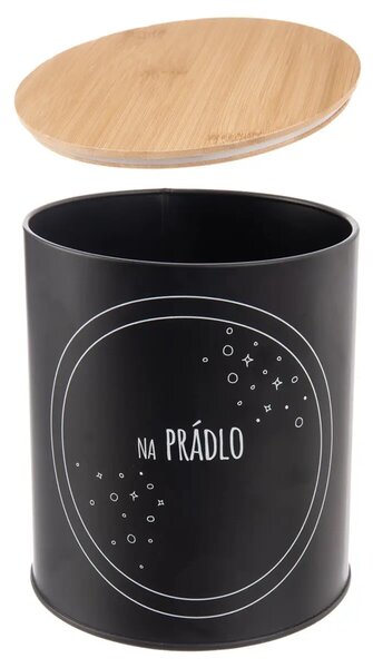 Orion Plechová dóza, čierna, s bambusovým vekom, NA PRÁDLO, 3,3L