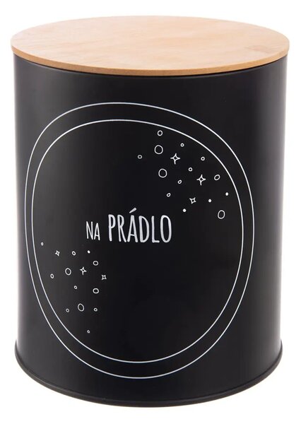 Orion Plechová dóza, čierna, s bambusovým vekom, NA PRÁDLO, 3,3L