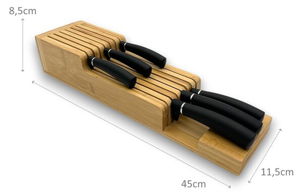Usporadejto.cz Stojan na nože, organizér do zásuvky - na 14 nožov, bambusový MAESTRO 45 x 11,5 x 8,5 cm