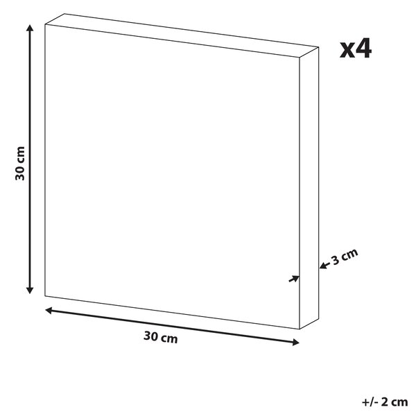 Sada 4 obrazov na plátne viacfarebná nylon MDF 30 x 30 cm štvorcový tvar motív zvierat moderný štýl detská izba