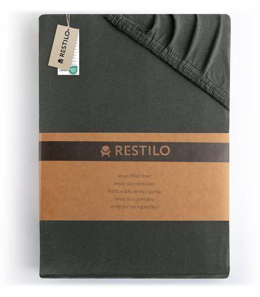 Tmavosivá napínacia plachta jersey 90x200 cm Amber – Restilo