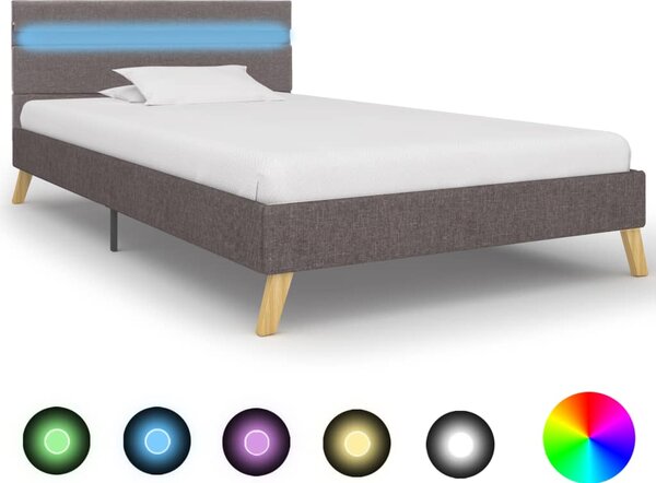 Rám postele s LED svetlom svetlosivý 100x200 cm látkový
