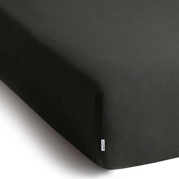 Tmavosivá napínacia plachta jersey 90x200 cm Amber – Restilo