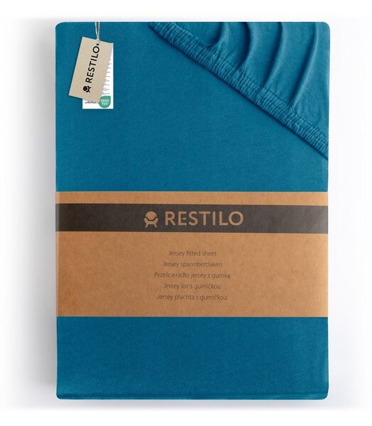 Napínacia plachta jersey v petrolejovej farbe 180x200 cm Amber – Restilo