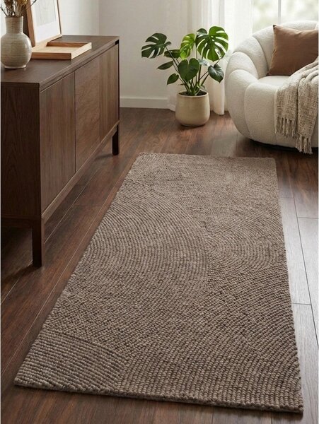 Taupe ručne tkaný vlnený behúň 80x200 cm Calmio – Hanse Home