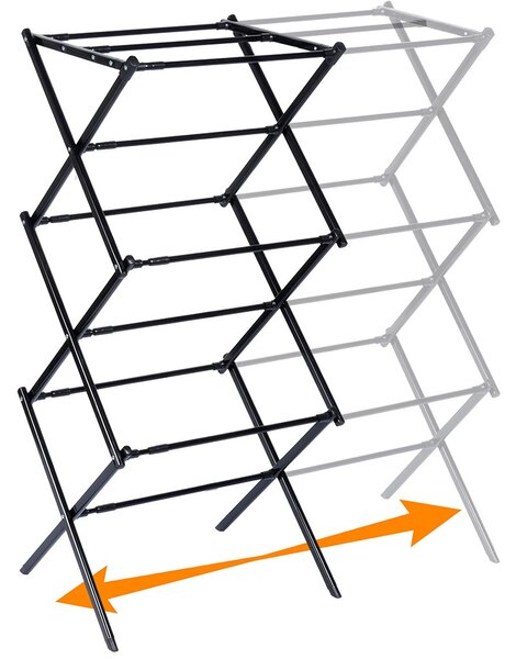VILDE Sušiak na bielizeň, skladací, čierny kov VILDE, 6 poschodí, 47 - 78 x 94 cm