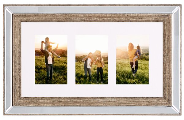 Rámček na fotky tmavé drevo 32 x 50 cm na 3 fotografie 10 x 15 cm koláž fotorámik moderný štýl dekorácie doplnky