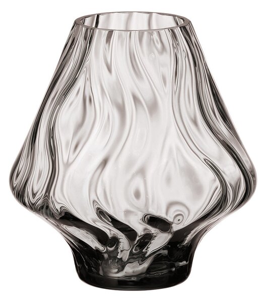 Sklenená váza Optic zvlnená čierna 17 cm