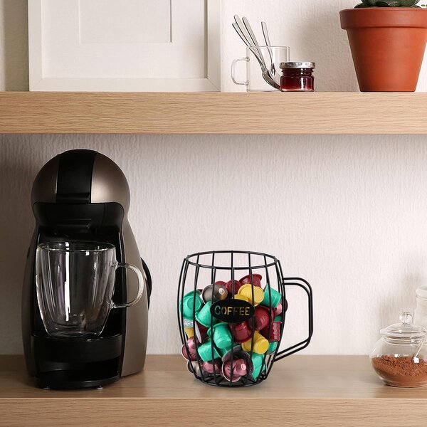 QUTTIN Organizér na kapsuly na kávu, dekoratívny kovový kôš v tvare hrnčeka BIG COFFEE