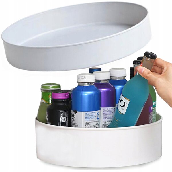 VERK GROUP Otočný organizér, otočná miska, LAZY SUSAN, otočná o 360°, priemer 22 cm - biela