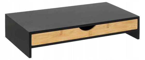 VERK GROUP Podstavec pod monitor / notebook so zásuvkou, bambus/čierna, 47 x 26 x 10 cm BLACKBE