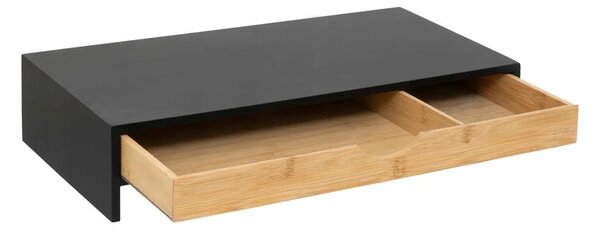 VERK GROUP Podstavec pod monitor / notebook so zásuvkou, bambus/čierna, 47 x 26 x 10 cm BLACKBE
