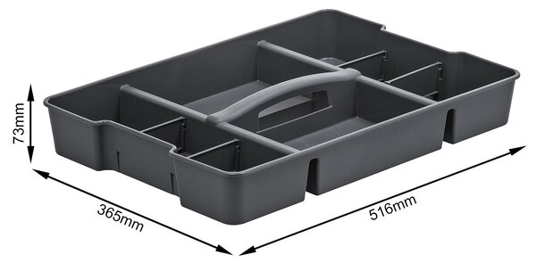 Rotho Doplnok k úložným boxom EVO, organizér 2v1, vložka pre EVO 30 l a 44 l, sivý