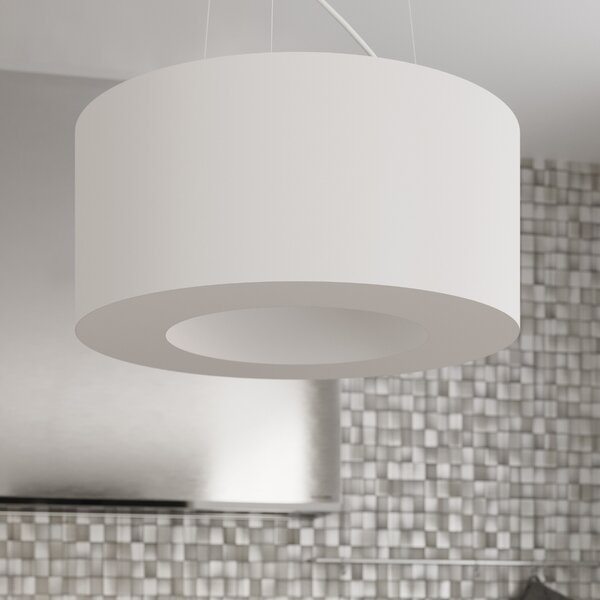 Závesné svietidlo Saturno, 1x biele textilné tienidlo, (biely plast), (fi 90 cm)