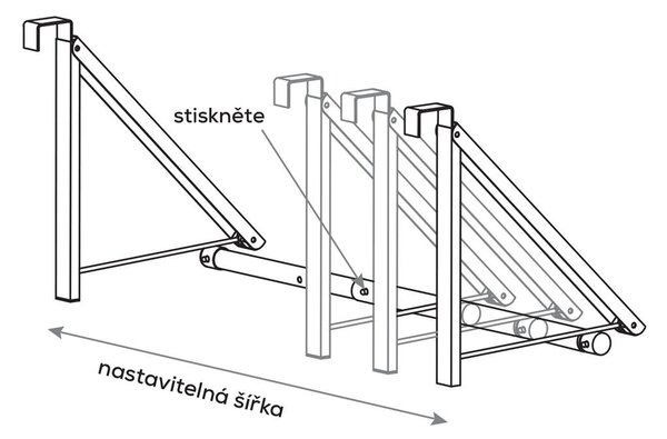Orion Nastaviteľný, závesný, skladací vešiak na dvere s tyčou, 44 - 60 cm