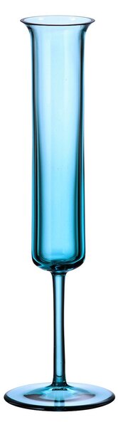 Sklenená váza Aspire úzka na nohe modrá 25 cm