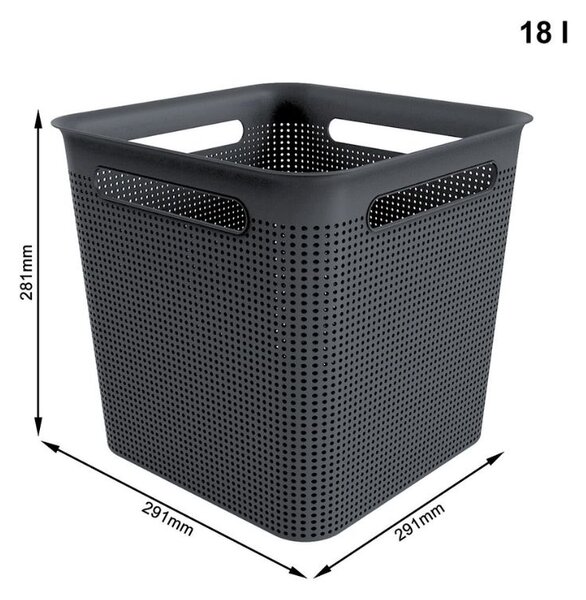 Rotho Úložný box s rúčkami BRISEN 18 l, 29 x 29 x 29 cm, čierny