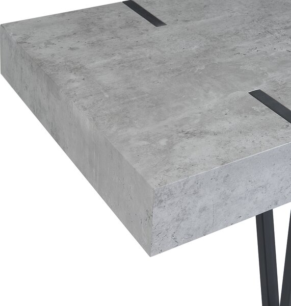 Konferenčný stolík imitácia betónu čierne kovové nohy 100 x 60 cm obdĺžnikový moderný industriálny štýl