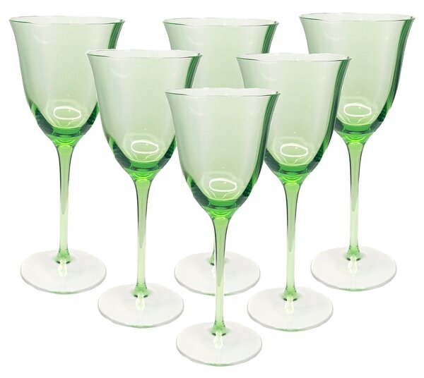 Tenké zelené poháre na víno 160 ml, 6 ks