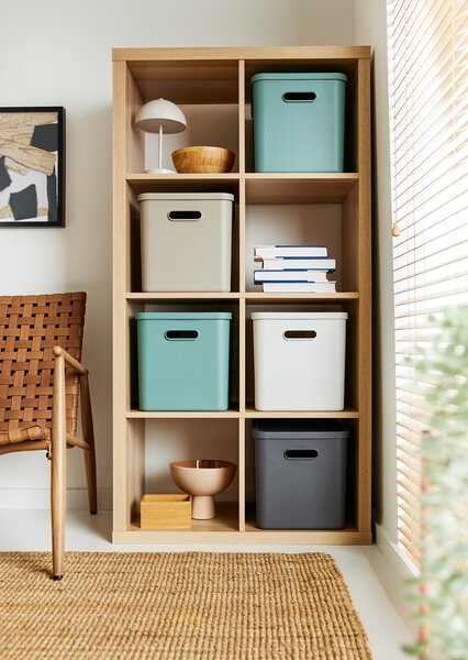 Rotho Úložný box, rovný s vekom, 27l, antracit ALBU LIGHT, 37x29x30