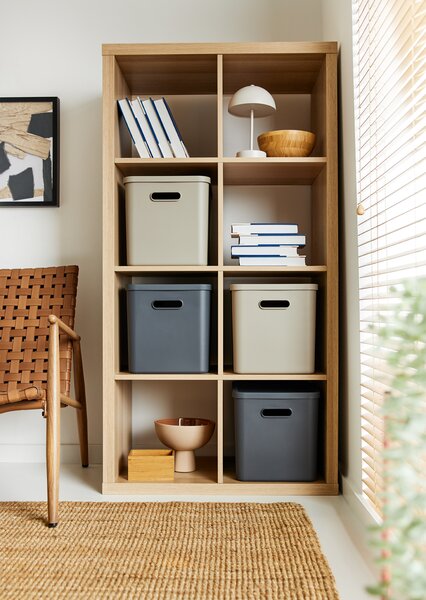 Rotho Úložný box, rovný s vekom, 27l, antracit ALBU LIGHT, 37x29x30