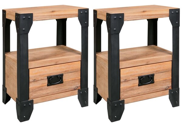 Nočné stolíky 2 ks 40x30x54 cm masívne akáciové drevo a oceľ