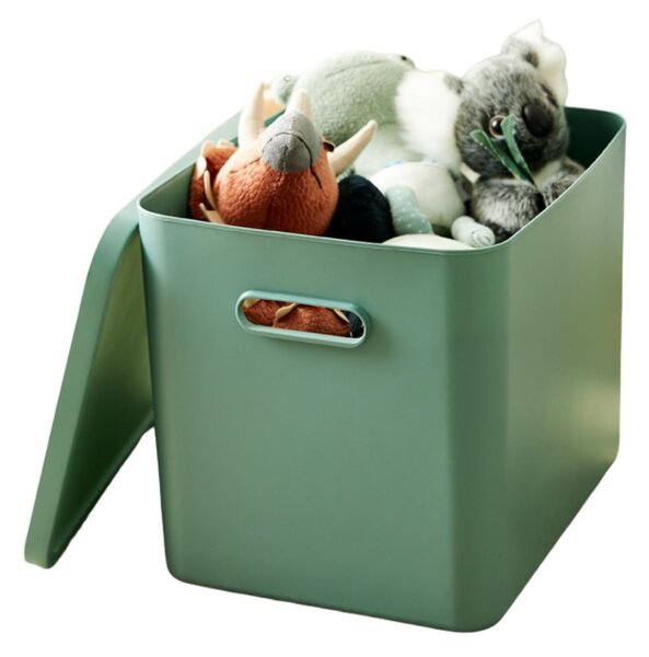 Rotho Úložný box, rovný s víkom, 27l, matná zelená ALBU LIGHT, 37x29x30