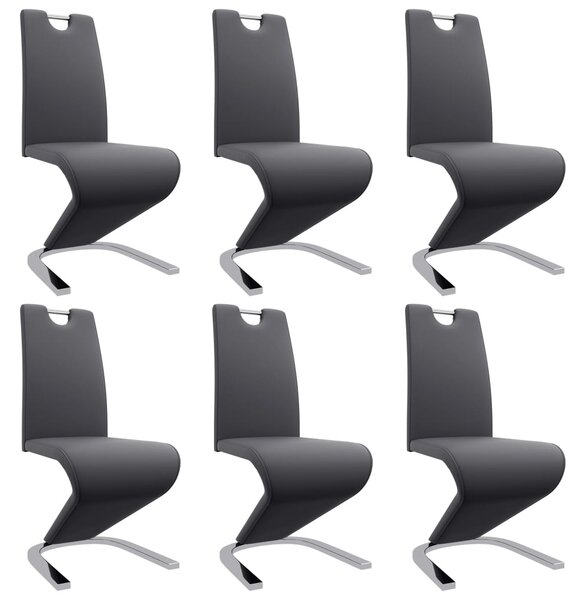 Jedálenské stoličky, cikcakový tvar 6 ks, sivé, umelá koža