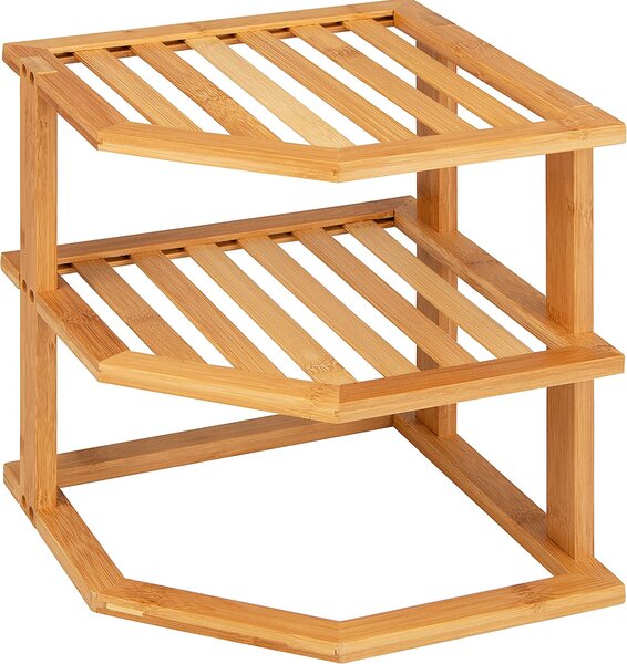 Kesper Rohová prídavná polica, bambus, 2-poschodová, CORNER, 25x25x27