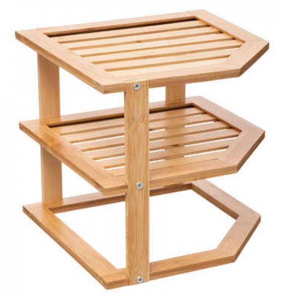 Kesper Rohová prídavná polica, bambus, 2-poschodová, CORNER, 25x25x27