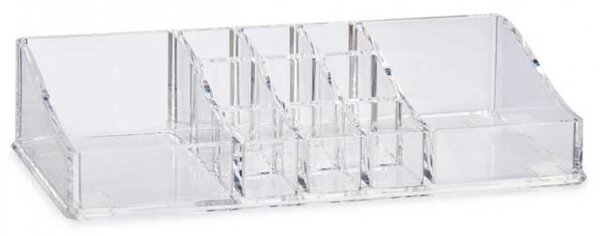 Transparentný kozmetický organizér, 11 priehradiek, BERILLO, 23 x 5 x 9 cm