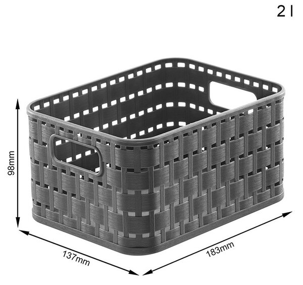 Rotho Plastový košík COUNTRY, rovný, antracit (2l - 18x14x10)