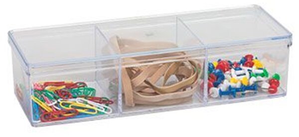 Arte Regal Organizér na drobnosti, 3 priehradky, s vekom, transparentný CURAPROX, 20 x 7 x 4