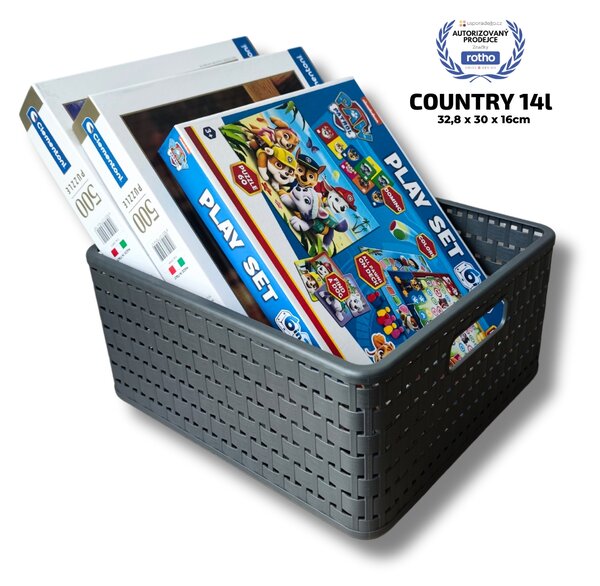 Rotho Úložný box Country 14 l čierna
