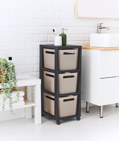 Rotho Úložný box Brisen 3 x 16L antracit cappucino 1049707422