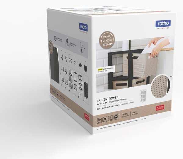 Rotho Úložný box Brisen 3 x 16L antracit cappucino 1049707422