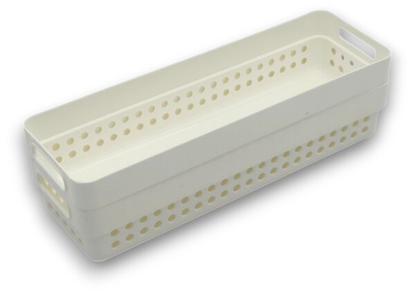 CONFORTIME Sada 2 košíkov na organizáciu, organizéry do zásuvky KOLE 24 x 7,5 cm - biele