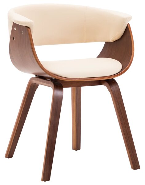Jedálenská stolička krémová ohýbané drevo a umelá koža