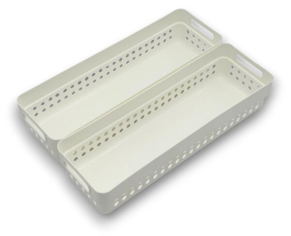 CONFORTIME Sada 2 košíkov na organizáciu, organizéry do zásuvky KOLE 24 x 7,5 cm - biele