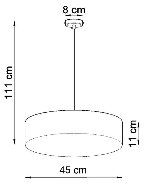Závesné svietidlo Arena, 1x čierne plastové tienidlo, (biely plast), (fi 45 cm)