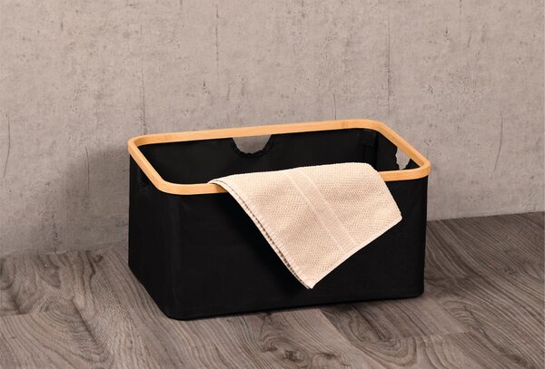 Kesper Úložný box bez veka čierny polyester bambus 54 x 26 x 37 cm